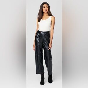Blank NYC Black Straight Leg Leather Pants